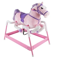 Toy Time Pink Plush Spring Rocking Horse Ride-On