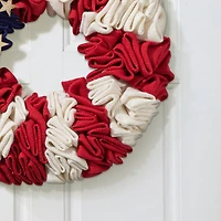 Glitzhome® 18" Americana Round Fabric Wreath