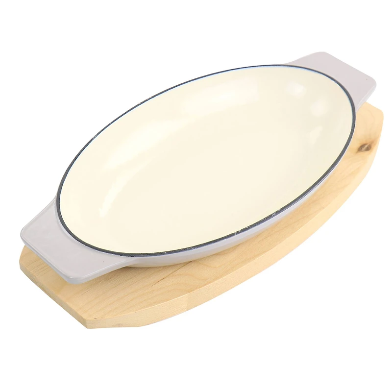 Martha Stewart 2-Piece Enameled Cast Iron Au Gratin with Trivet Set