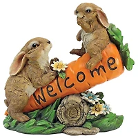 Design Toscano 10.5" Bunny Bunch Welcome Sign Statue