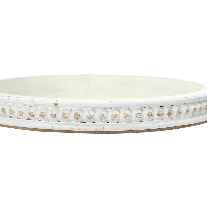 Hello Honey® 16" Decorative Round Wood Tray with Hobnail Edge