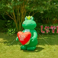 Glitzhome® 6ft Lighted Valentine's Inflatable Frog with Heart Decor