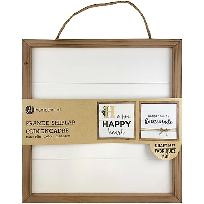 Hampton Art™ White Rustic 16" x 16" Framed Shiplap