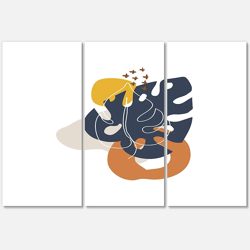 Designart - Abstract Flowers On Minimal Shapes IX