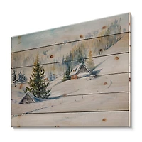 Designart - Little House In The Winter Mountains