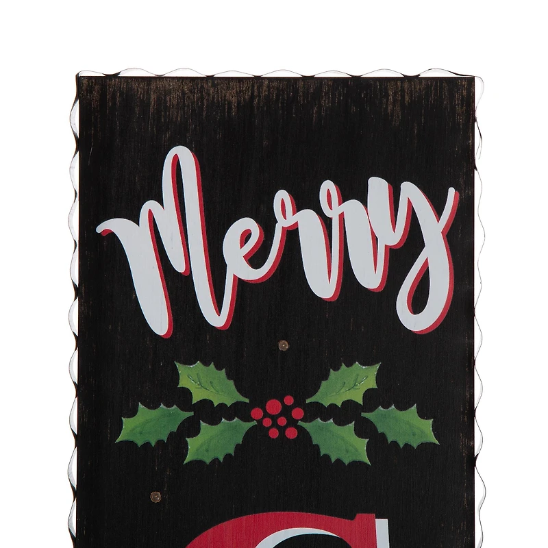Glitzhome® 3.5ft. LED Black Christmas Porch Sign with Timer