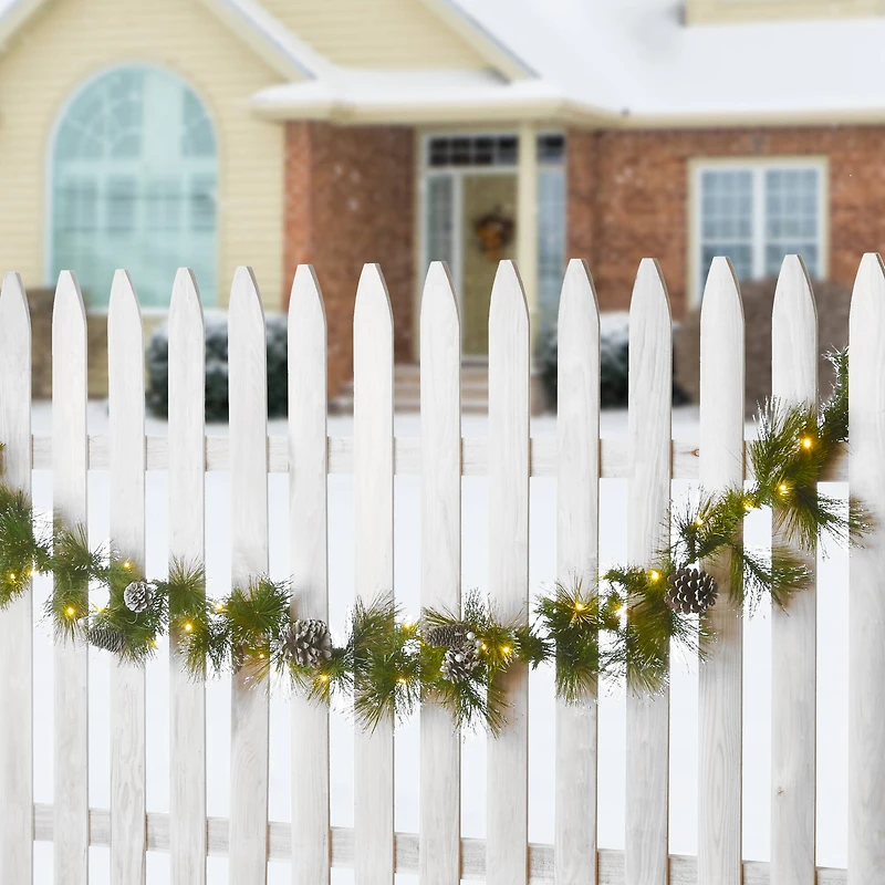 9ft. Whitter Pine Garland With LED Lights