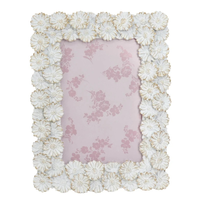 Just Jane 4" x 6" White & Gold Flower Frame by Studio Décor®