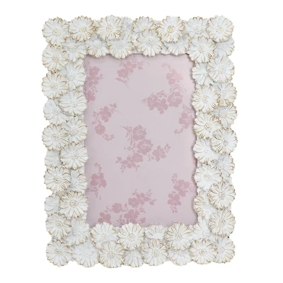 Just Jane 4" x 6" White & Gold Flower Frame by Studio Décor®