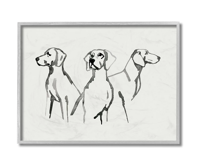 Stupell Industries Trio of Dogs Wall Art in Gray Frame