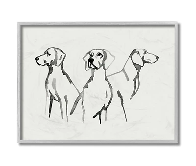 Stupell Industries Trio of Dogs Wall Art in Gray Frame
