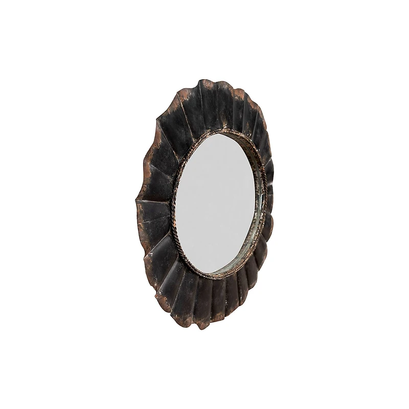 Hello Honey® 31" Black Oval Scalloped Metal Mirror