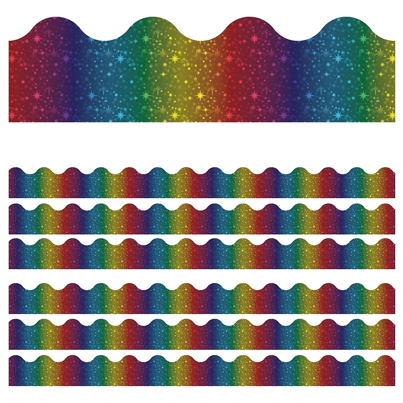 Carson Dellosa Education® Sparkle & Shine Rainbow Foil Scalloped Border Set, 234ft.