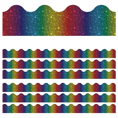 Carson Dellosa Education® Sparkle & Shine Rainbow Foil Scalloped Border Set, 234ft.