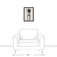 Beige & Black Ink Stroke Flower Black Framed Canvas