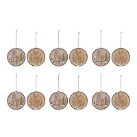12ct. 4" Wood Deer Tree Disc Ornament Set