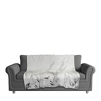 50" x 60" Black & White Field Grasses Coral Fleece Blanket