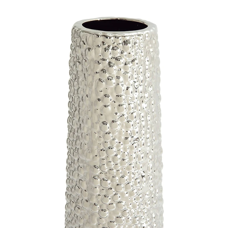 Silver Ceramic Glam Vase, 40" x 8" x 8"