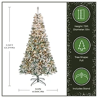 7.5ft Pre-Lit Acacia Flocked Artificial Christmas Tree, Clear Lights