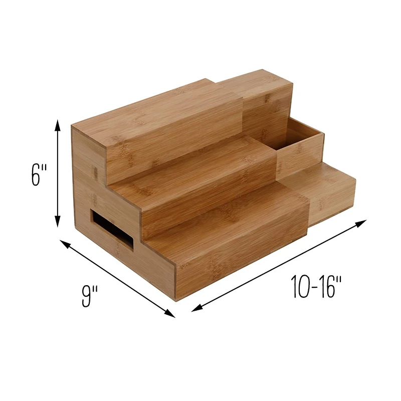Honey Can Do Adjustable 3-Tier Bamboo Spice Rack Organizer