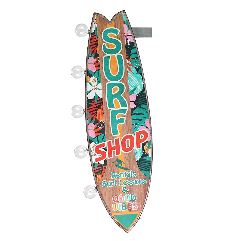 American Art Decor 25" Metal LED Surf Shop Rentals Surf Lessons & Good Vibes Marquee Sign