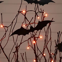 4ft. Pre-Lit Artificial Halloween Black Twig Tree with Bats and 50 Orange LED Lights