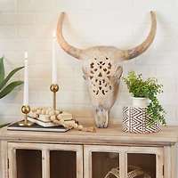 Brown Resin Bohemian Skull Wall Decor 23" x 20" x 5"