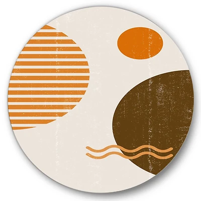 Designart - Abstract Minimal Sun and Moon In Earth Tones III