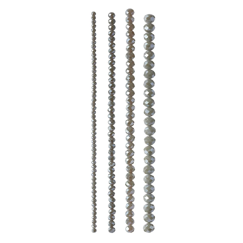 12 Packs: 4 ct. (48 total) Gray Faceted Glass Rondelle Bead Strands by Bead Landing™