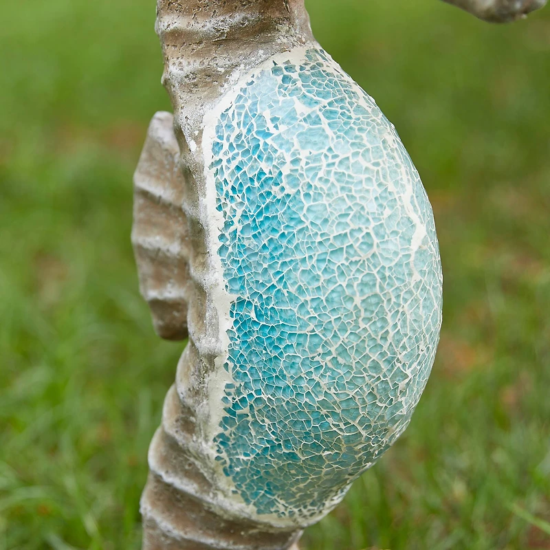Glitzhome® 21" Faux Granite & Mosaic Seahorse Statue