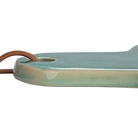 Hello Honey® 13.75" Aqua Round Stoneware Cheese Board with Leather Tie