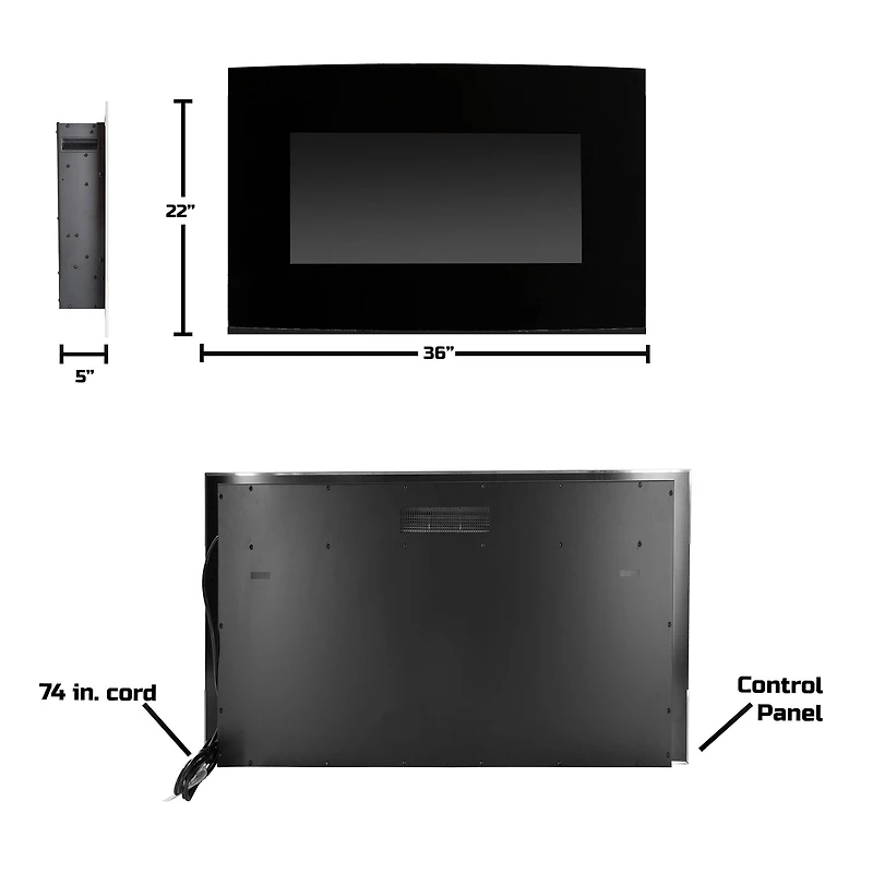 Hastings Home 36" Black Curved Electric Fireplace