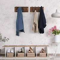 NEX™ Wall-Mounted 4-Hook Rustic Wood Coat Rack, 2ct.
