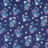 SINGER Floral Bouquets on Blue Cotton Fabric