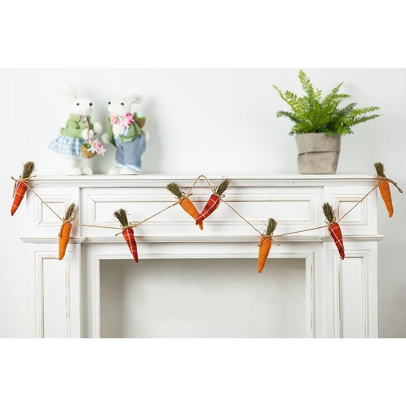 Glitzhome® Easter Burlap Carrots Garland