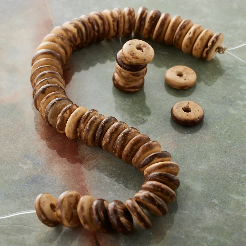 Light Brown Wood Coconut Wood Heishi Beads