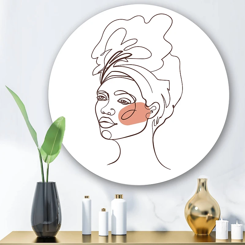 Designart - One Line Portrait of African American Woman III