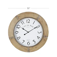 Brown Rustic Wood Wall Clock, 32" x 32"