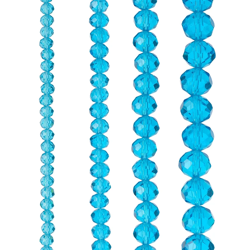 Turquoise Faceted Glass Rondelle Beads by Bead Landing™