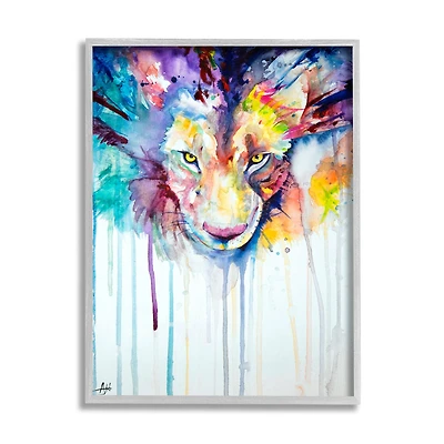 Stupell Industries Colorful Large Lion Wall Accent with Frame