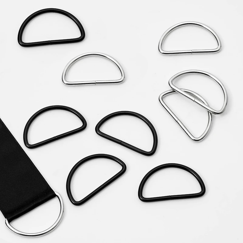 44mm Rhodium & Black D Rings, 8ct. by Bead Landing™