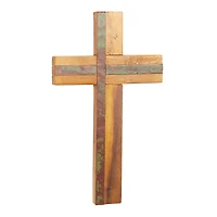 Brown Wood Industrial Cross Wall Decor, 20" x 12" x 2"
