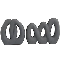 Black Interwoven Circles Ceramic Abstract Sculpture Set