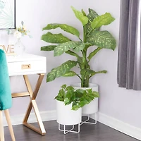 White Modern Planter, Set of 2" 16", 13"