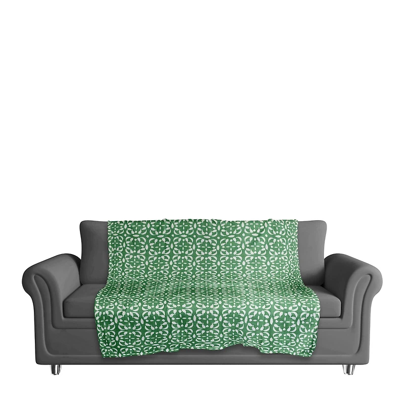 Green & White Pattern Coral Fleece Blanket