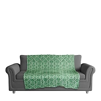 Green & White Pattern Coral Fleece Blanket