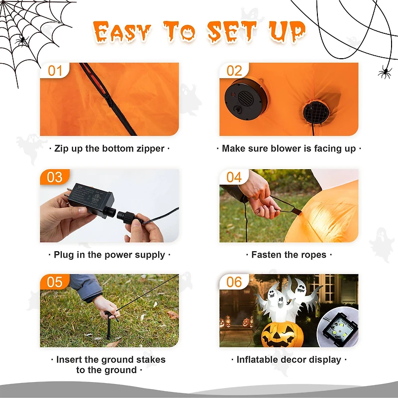 Glitzhome® 6ft. Lighted 3 Ghosts In Jack-O'-Lantern Pumpkin with Scream Inflatable Décor