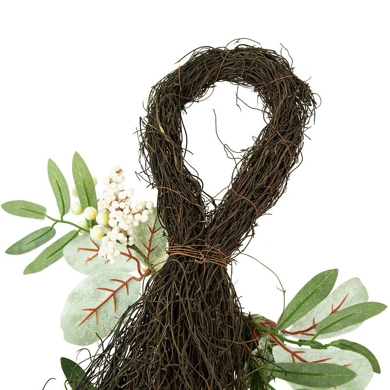 24" Pumpkins & Berries Artificial Fall Harvest Twig Teardrop Swag