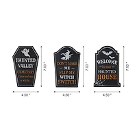 Glitzhome® 7" Tombstone Halloween Table Sign Set