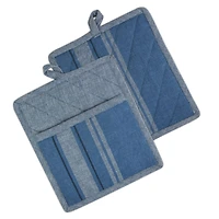 DII® Blue Chambray French Stripe Potholders, 2ct.